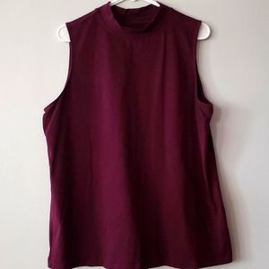 Burgundy Sleevless Mock Neck